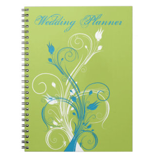 Cuaderno de planeamiento de boda floral blanca y v