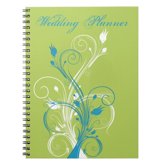 Cuaderno de planeamiento de boda floral blanca y v (Frente)