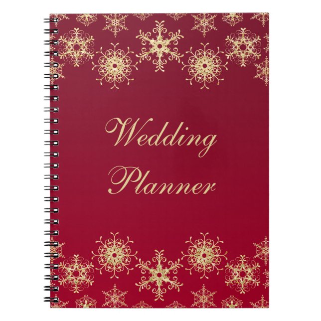 Cuaderno de planeamiento de bodas Red, Gold Snowfl (Frente)