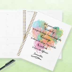 Cuaderno de planeamiento de color de agua de oraci