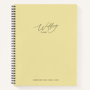 Cuaderno de planes de boda de color amarillo crema