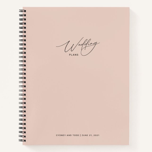 Cuaderno de planes de boda rosa rubor rosa (Anverso)