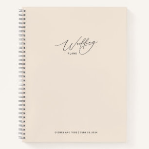 Cuaderno de planes de boda sonrosado