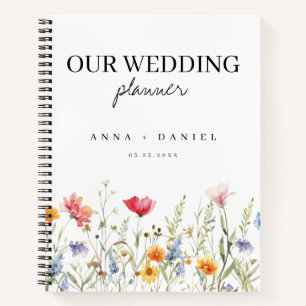 Cuaderno de planificación de boda de acuarela de f