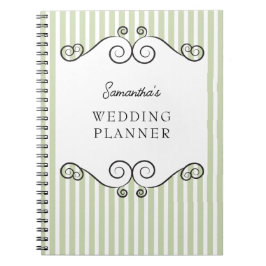 Cuaderno de planificación de boda de rayas verdes 
