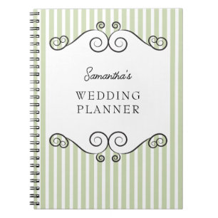 Cuaderno de planificación de boda de rayas verdes 