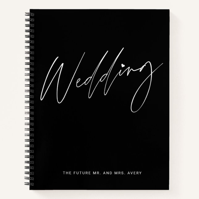 Cuaderno de planificación de boda negro y blanco c (Anverso)