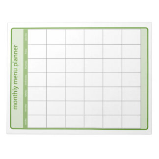 Cuaderno de planificación de menú mensual