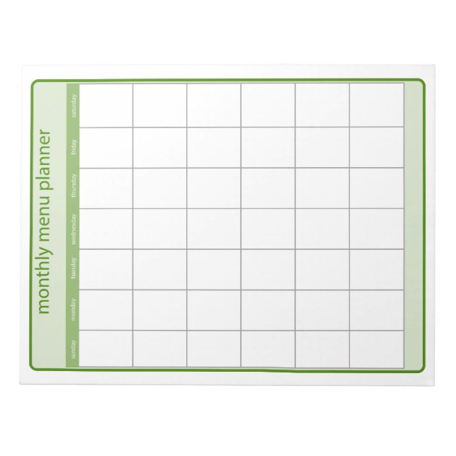Cuaderno de planificación de menú mensual (Frente)