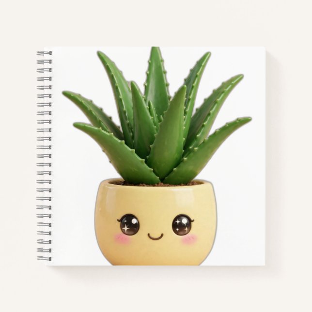 Cuaderno de planta de interior Kawaii Aloe Vera (Anverso)