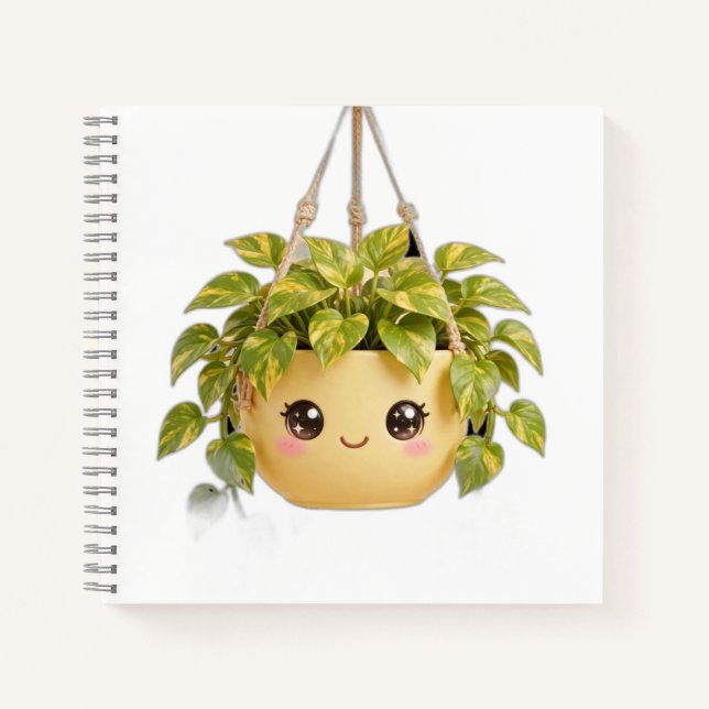 Cuaderno de planta de interior Pothos Kawaii (Anverso)