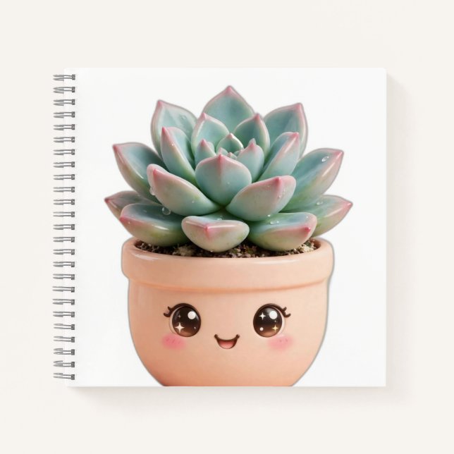 Cuaderno de planta interior kawaii suculenta (Anverso)