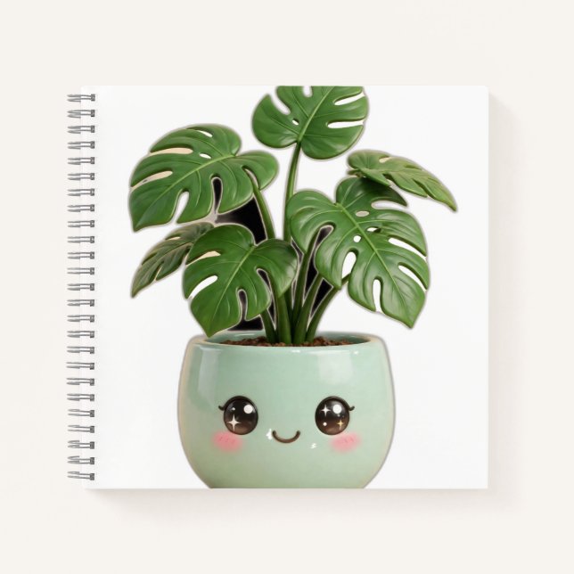 Cuaderno de planta interior Monstera Kawaii (Anverso)