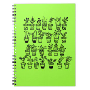 Cuaderno de plantas verdes lindas garabateadas en 