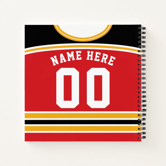 Cuaderno de plantilla de Jersey de hockey sobre hi (Reverso)