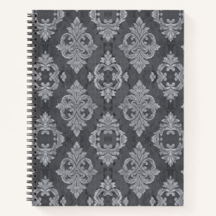 Cuaderno de plata carbón damasco vintage