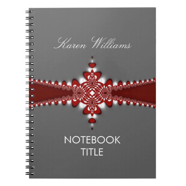 Cuaderno de plata con cinta roja regia (Frente)