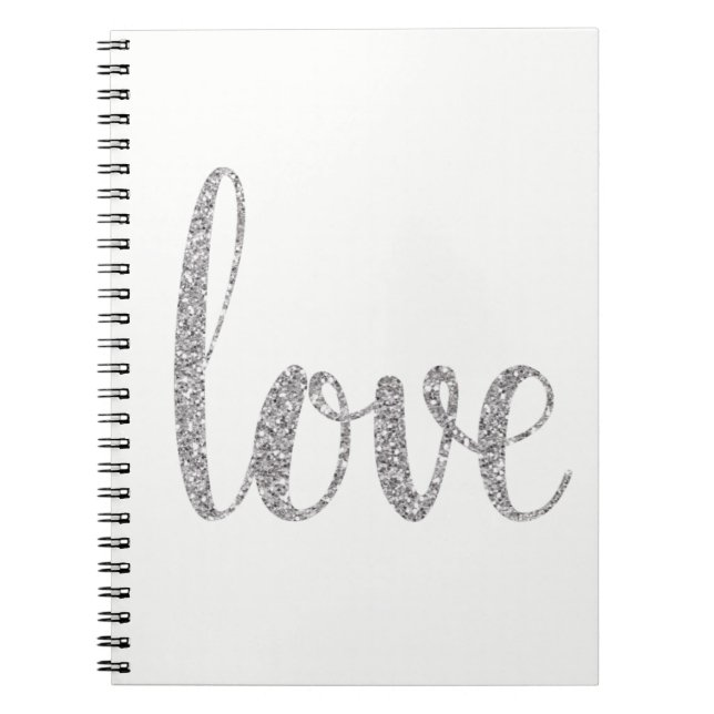 Cuaderno de plata del amor del purpurina (Frente)