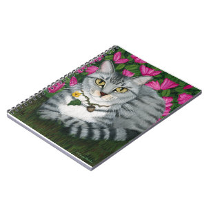Cuaderno de plata del arte del gato del jardín del