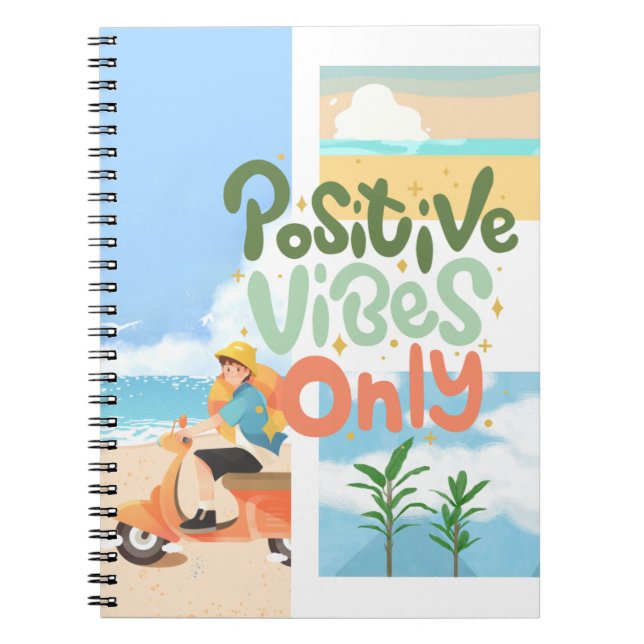 Cuaderno de playa colorido: vibraciones positivas (Frente)
