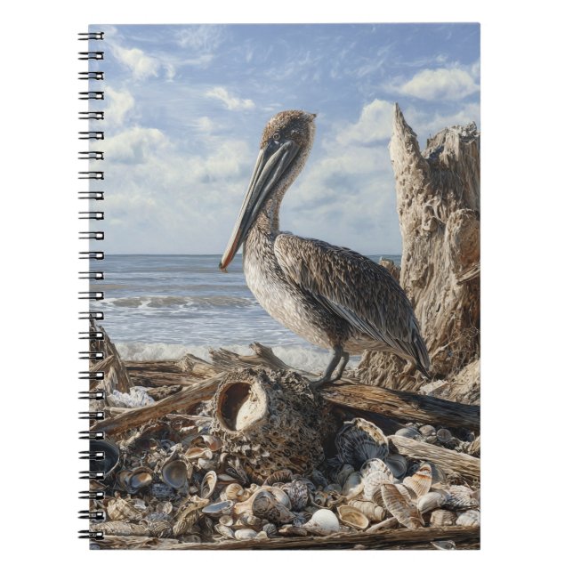 Cuaderno de playa costero Pelican Seashell Beach (Frente)