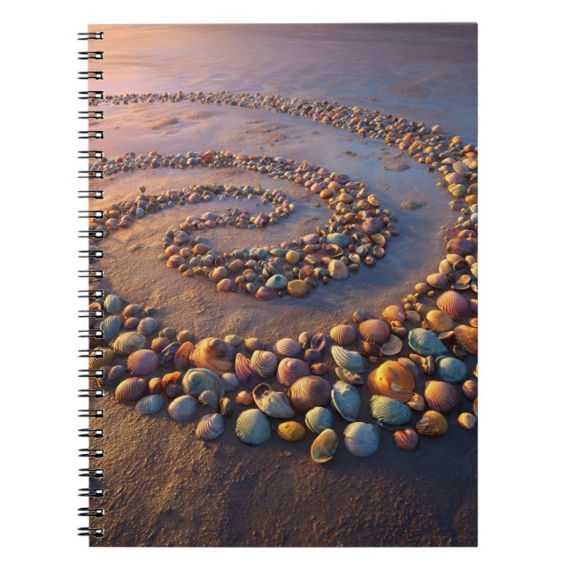 Cuaderno de playa en espiral de conchas marinas co (Frente)