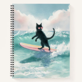 Cuaderno de playa para gato negro y caprichoso