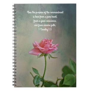 Cuaderno de plegarias de flor rosa Rosa de fe