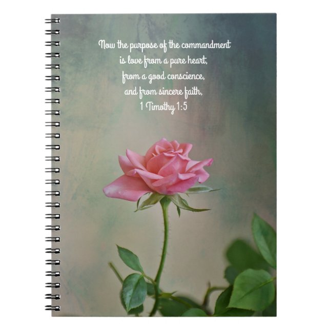Cuaderno de plegarias de flor rosa Rosa de fe (Frente)