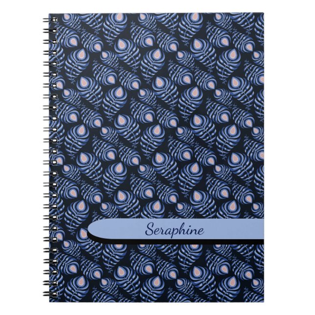 Cuaderno de pluma de pavo real boho (Frente)