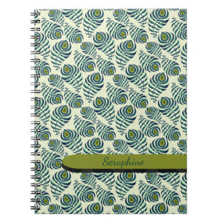 Cuaderno de pluma de pavo real boho
