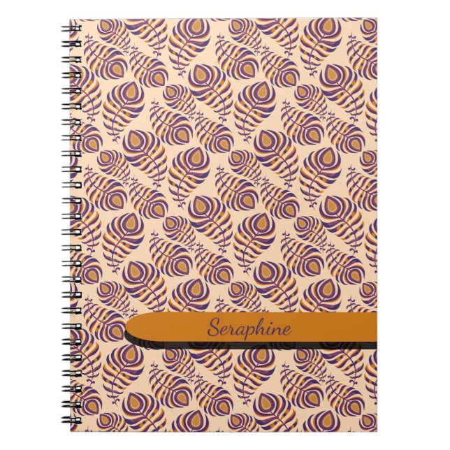 Cuaderno de pluma de pavo real boho (Frente)