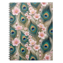 Cuaderno de pluma de Pavo Real Real