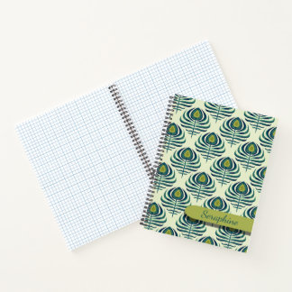 Cuaderno de plumas de pavo real Arte Deco Patrón d