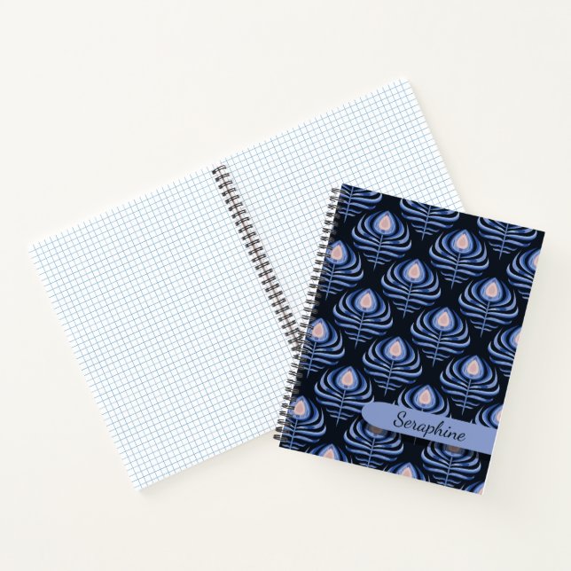 Cuaderno de plumas de pavo real Arte Deco Patrón d (Interior)