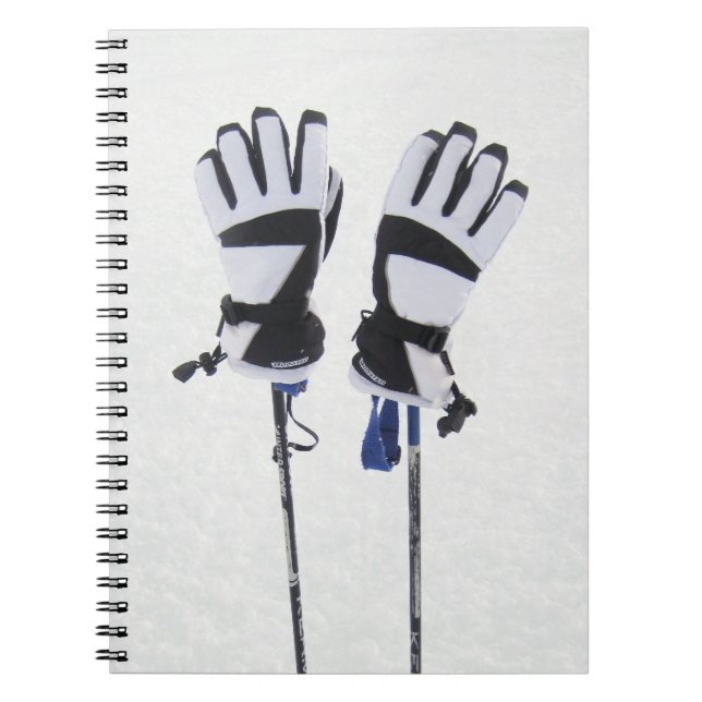 Cuaderno de postes y guantes de esquí (Frente)