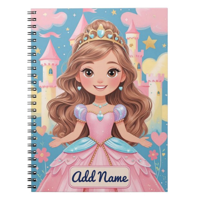 Cuaderno de Princesa – Nombre Editable (Frente)