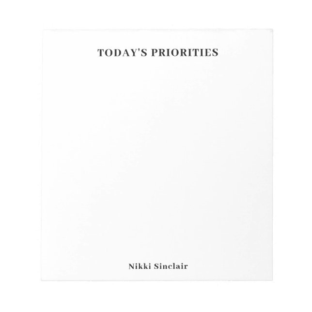 Cuaderno de Prioridades de Hoy en Negro y Blanco (Frente)