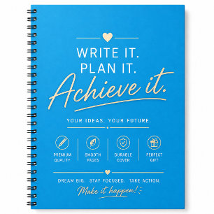 Cuaderno de productividad minimalista cian brillan