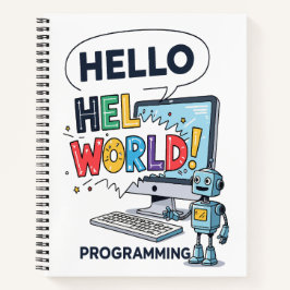Cuaderno de Programador Robot Adorable Hola Mundo