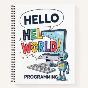 Cuaderno de Programador Robot Adorable Hola Mundo