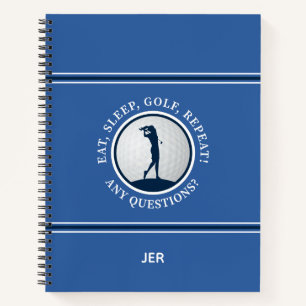 Cuaderno de progreso del día del juego de golf azu