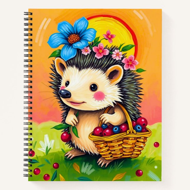 Cuaderno de Puercoespín Colorido y Lindo / Naranja (Anverso)