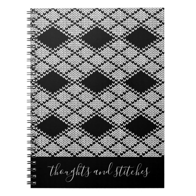 CUADERNO DE PUNTOS ARGYLE NEGRO 6.5x8.75 + Texto  (Frente)