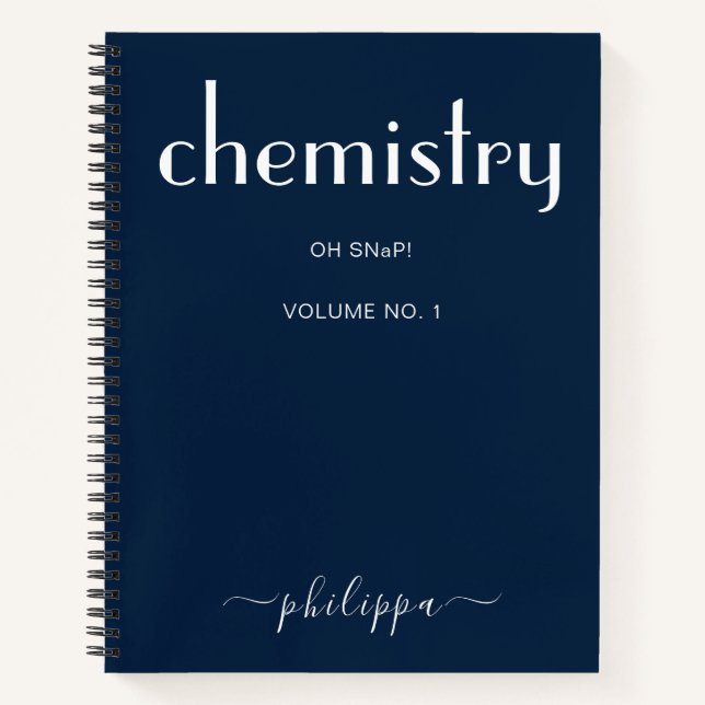 Cuaderno de Química Personalizada de Blanco Azul M (Anverso)