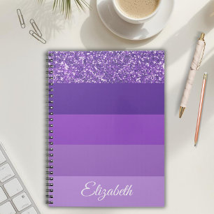 Cuaderno de rayas con purpurina monograma