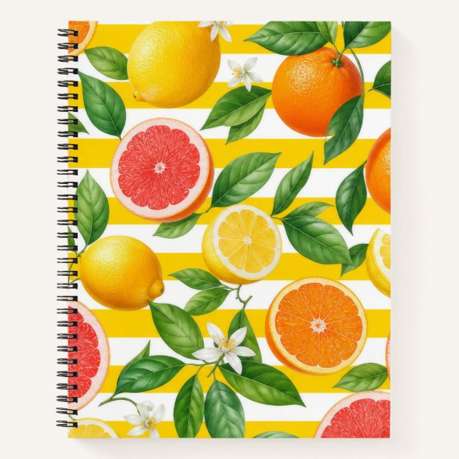 Cuaderno de rayas de cítricos brillantes (Anverso)