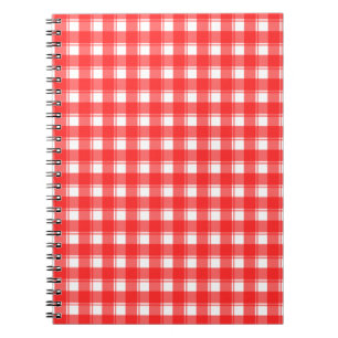 Cuaderno de rayas de cuadros rojos y blancos