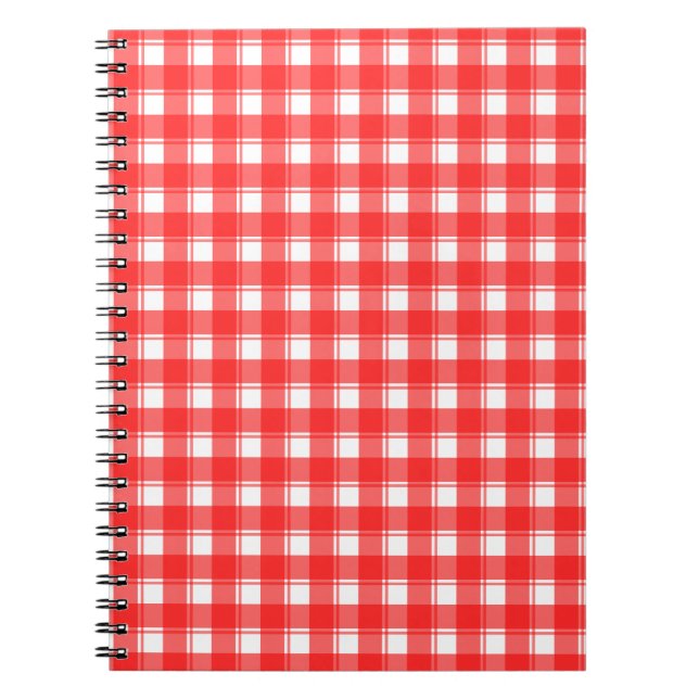 Cuaderno de rayas de cuadros rojos y blancos (Frente)