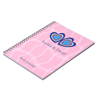 Cuaderno de rayas y corazones minimalistas elegant